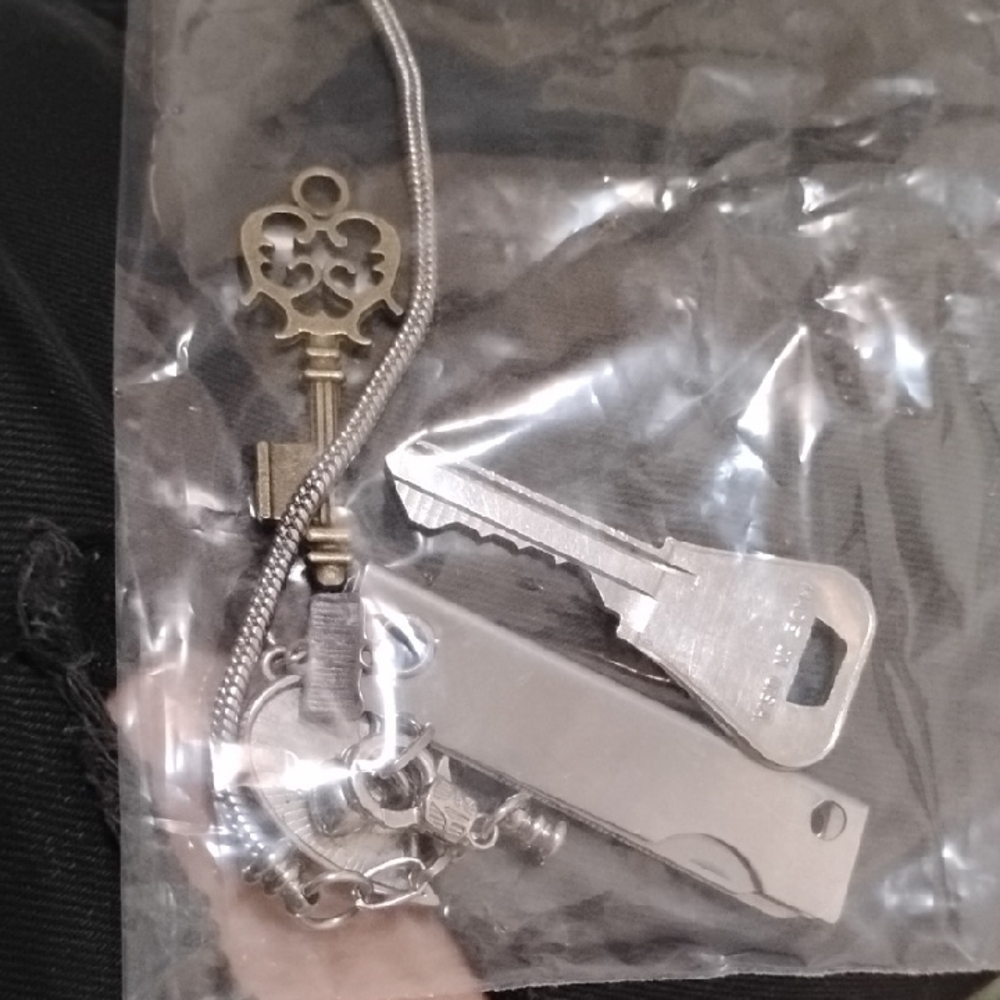 Silver and Brass Key Necklace